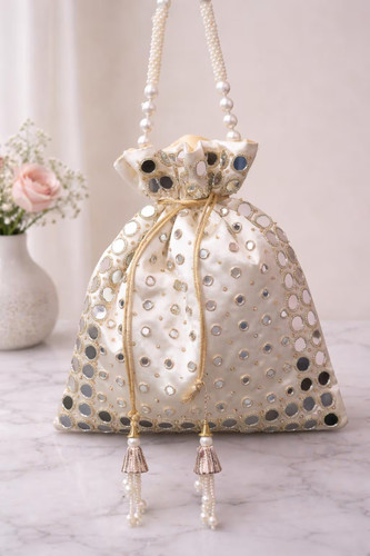 Borsa potli raso avorio - borsa,