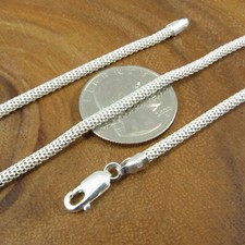 Collana catena popcorn italiana da donna in argento sterling 925 massiccio 3 mm, Italia