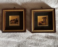 2 quadretti 9,5x9,5 su foglia d’oro 23,75 kt Dipinti a mano con  certificato AG3