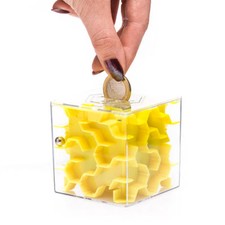 Salvadanaio Mini Labirinto GIALLO Money maze a combinazione labirinto Rompicapo