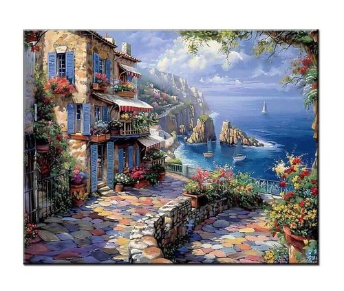 Quadro olio vista - , città