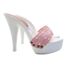 Mule bianchi Kiara Shoes con tacco 13 e fascia Rosa Pois - K9401 ROSA POIS