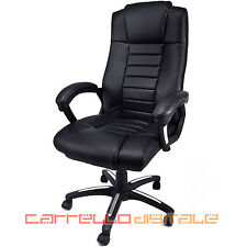 POLTRONA IN ECO PELLE NERA DA UFFICIO PRESIDENZIALE DIREZIONALE SEDIA GIREVOLE