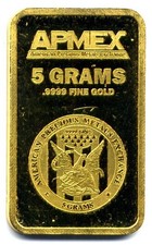 Lingotto oro Gold Ingot bar : 5 grams pure gold 999.9 24k : APMEX - USA VINTAGE