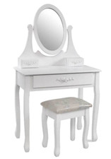 TOILETTE CONSOLLE SCRIVANIA SHABBY CHIC TAVOLO SPECCHIO SGABELLO 155*80*40