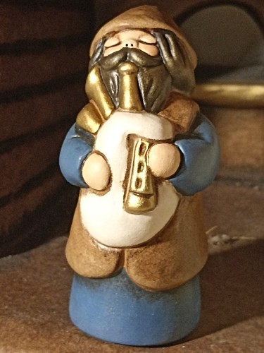 Zampognaro blu presepe - zampognaro,