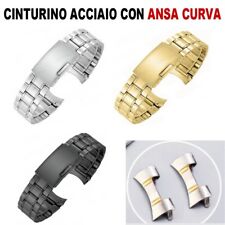 CINTURINO OROLOGIO ACCIAIO ANSA CURVA per SEIKO ROLEX ARGENTO ORO NERO 20-22mm