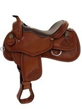Sella da reining in pelle per sella western color castagna, tutte le misure