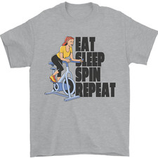 T-shirt da uomo Spinning Eat Sleep Spin Repeat ciclismo 100% cotone