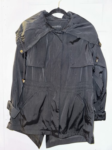 Zara black trench utility - black,