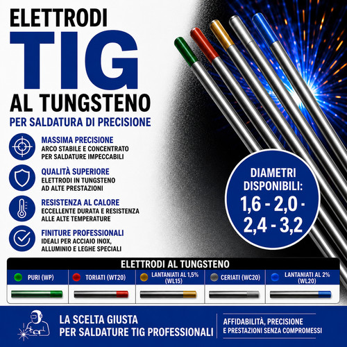 Elettrodi tungsteno tig puro - tungsteno,