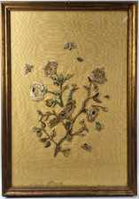 Antico Quadro su SETA Ricamato