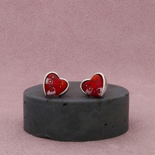 alan k orecchini a perno cuore vetro di murano rosso millefiori argento sterling