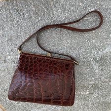 Borsa a spalla cocco marrone crocodile shoulder bag brown Vintage ‘80s