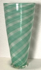 Vaso cono 13,5” firmato Aureliano Toso vetro Murano Dino Martens Mezza Filigrana