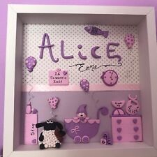 Quadretto nascita in FIMO personalizzato - Fatto tutto a mano no stampi 25x25 cm