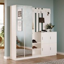 Mobile Ingresso Attaccapanni Scarpiera 2 Ante E Specchio Bianco Rudi