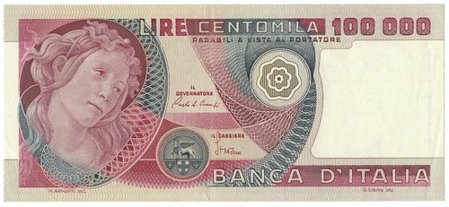 100000 lire banca italia - lire, d'italia