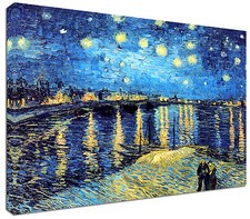 Quadro Moderno Arredamento Arredo Arte Van Gogh Notte sul Rodano Stampa su tela