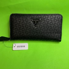 Portafoglio donna GUESS Los Angeles nero con argento NUOVO