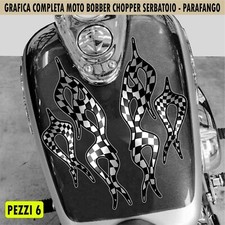 Kit6 adesivi moto serbatoio SCACCHI SCACCCHIERA RACING bobber choper harley 2462