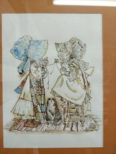 Holly hobby filo lana gatto dipinto acquerello anni 80 vintage con cornice ....