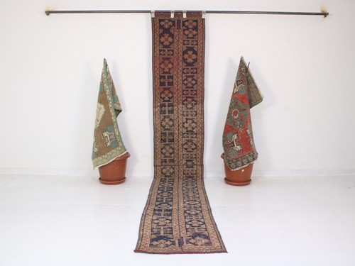 2x11 red blue runner rug - red,