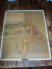 Dipinto Olio Su Tela Alviero Tatini  - Ritratto 1974