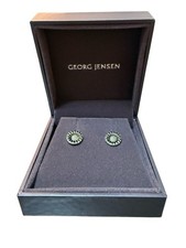 Splendidi orecchini margherita Georg Jensen argento sterling gilda e smalto guilloché