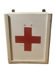 ❌ Cassetta cassa legno antica Croce Rossa Farmacia Pronto soccorso vintage