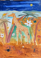 SALVATORE MAGAZZINI olio su tavola "la Giraffa" 100x70 firmato anni  '80