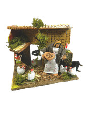 Pollaiola in Movimento Cm 15x17x14h - Contadina Galline Pastori Movibili Presepe