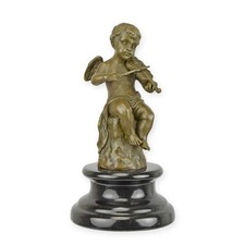Scultura in bronzo Putto suona
