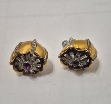 RARO Orecchini Vintage Coro Tremolante Camelia Trembler Clip On Strass Duetto