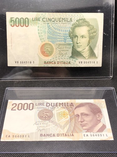 Banconote italiane 5000 e - italiane, da
