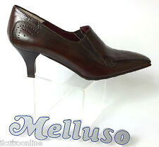 MELLUSO SCARPE DONNA ACCOLLATA ENGLISH STYLE PELLE VITELLO TESTA DI MORO H 7 CM