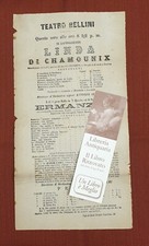 LOCANDINA TEATRO BELLINI di NAPOLI. LINDA DI CHAMOUNIX DI DONIZETTI. ANNO 1890.
