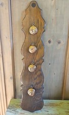 Vintage Pannello Legno Massello + 4 Stampi  Formine Rame Mensola  72x16 cm.