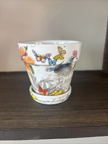 Fioriera decoupage ceramica - , 4"