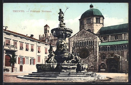 Cartolina trento fontana - trento,,