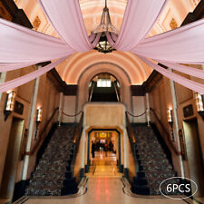 Tende da soffitto rosa profonda per matrimonio 5 piedi x 30 piedi tende trasparenti tendaggio in chiffon nuovo