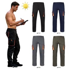 PANTALONE MULTITASCHE LAVORO CARGO FLUO LINE VISIBILITA' COTONE LEGGERO COMODO