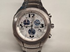 Citizen Eco drive H500-S035791 Titanium sapphire chrono uomo 40 mm dial bianco