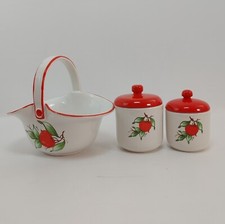 Lotto 3 ceramiche Italica ARS dipinte a mano motivo mele vintage