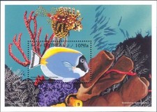Eritrea 1997 pesce di barriera, pesce chirurgo, corallo, marino, animali, natura m/s MNH