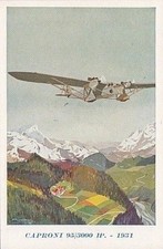 A6163) AVIAZIONE, AEREO CAPRONI 95/3000 HP 1931 IN VOLO SULLE ALPI. ILL. FERRARI