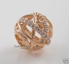 Galaxy 100% Autentico Pandora Placcato Oro Rosa Zirconi Trasparenti Charm / Bead
