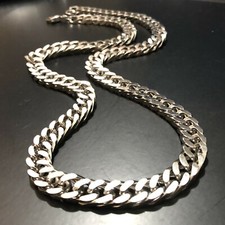 Collana catena in acciaio inox da uomo grumetta punk rapper argento 45 50 55 cm