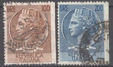 REPUBBLICA 1955 ITALIA TURRITA 100 E 200 LIRE VARIETA' N.785/Ifa, 816e US. CERT.