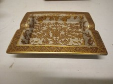 Posacenere Ceramica Decorazione Fiori oro Elegante Casa 20x16